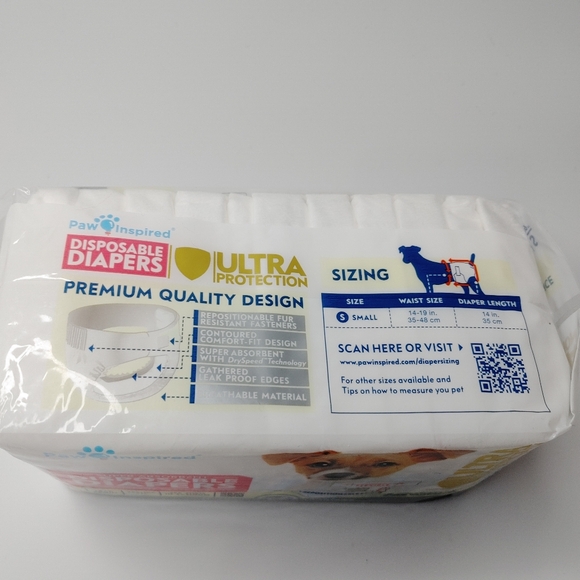 12ct Paw Inspired Disposable Dog Diapers for Female Dogs in Heat & Incontinence - Picture 6 of 8